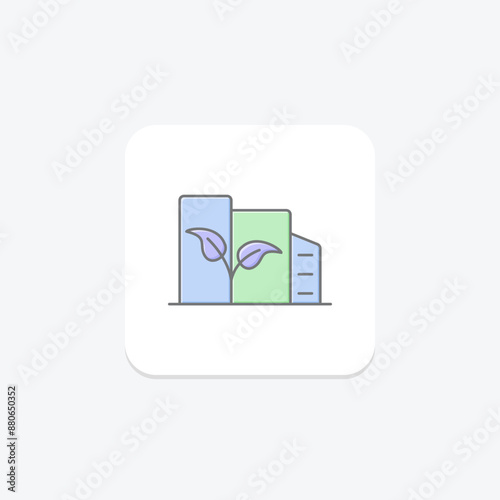 Green Building lineal color icon , vector, pixel perfect, illustrator file