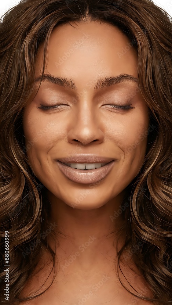A close up of a woman 's face with her eyes closed A close up of a woman 's face with her eyes closed