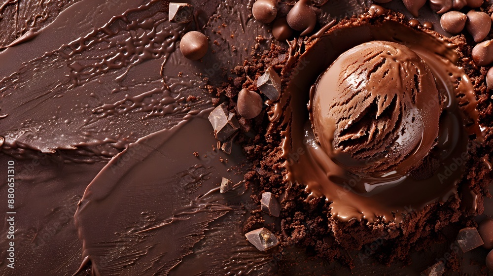 Chocolate Ice Cream with Chocolate Chips and Ganache. Chocolate Ice Cream with Chocolate Chips and Ganache.