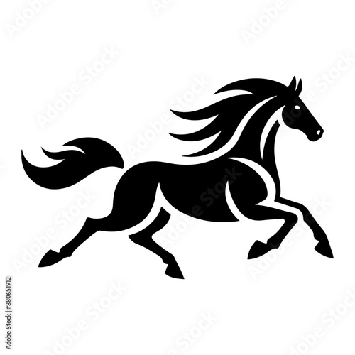a silhouette of a running horse vector illustration