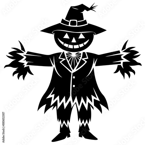 Halloween Pumpkin scarecrow silhouette