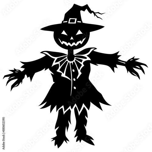 Halloween Pumpkin scarecrow silhouette