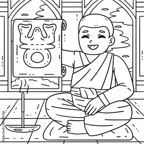 Buddhism Buddhist Monk Triratna Scroll Coloring