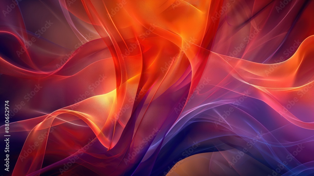 Fototapeta premium Wavy red and purple background with glowing effect. Vibrant abstract texture for background