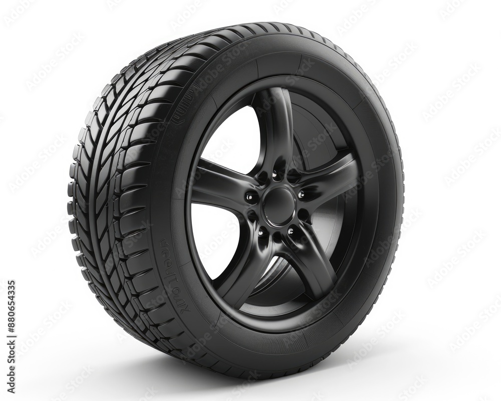 Tire. Car Black Rubber Wheel on White Background Isolated Tire. Car Black Rubber Wheel on White Background Isolated