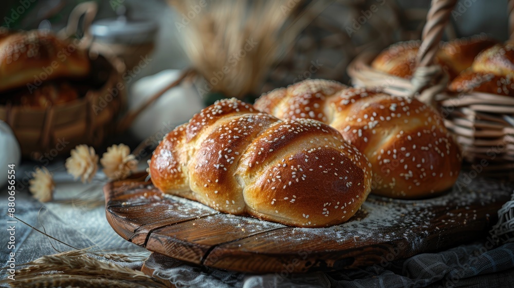 Composition of a roll of buns and bread Composition of a roll of buns and bread