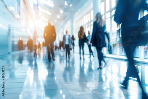 Wallpaper Mural Blurred business people walking in the office corridor. blurred business people at a trade fair Torontodigital.ca
