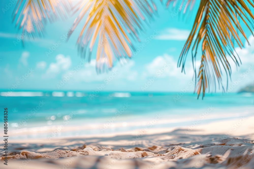 Obraz premium Blurred tropical beach background. Summer vacation