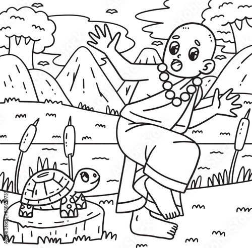 Buddhism Surprised Buddha Coloring Page for Kids