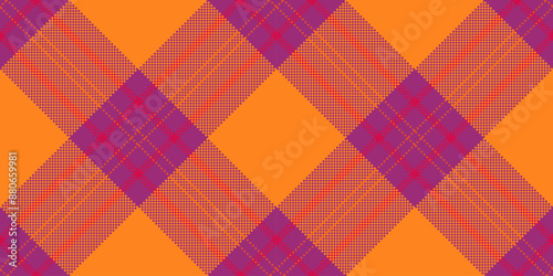 Cosy tartan background plaid, plain seamless vector pattern. Idyllic texture fabric check textile in vivid tangerine and pink colors.
