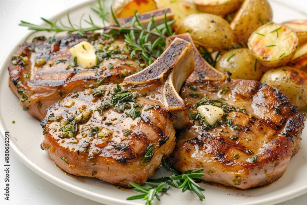 Savory Double-Cut Pork Chops with Garlic Butter and Herbs Savory Double-Cut Pork Chops with Garlic Butter and Herbs