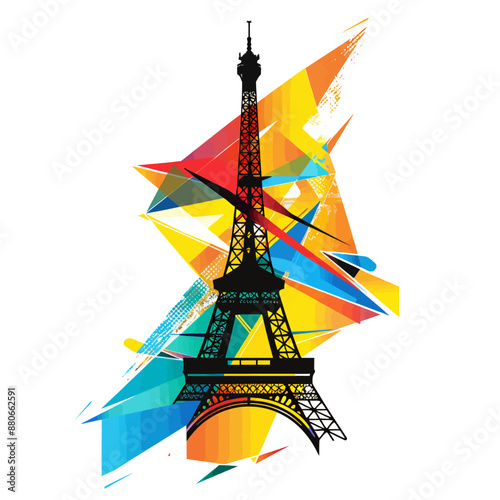 Minimalist vector quality design, graphic that is a summer Olympic games PARIS, on a white background Generative Ai