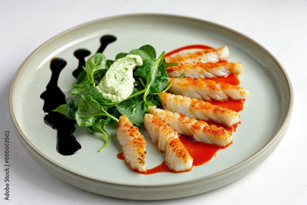 Dover Sole Goujonettes with Wasabi Creme Fraiche Dollop Dover Sole Goujonettes with Wasabi Creme Fraiche Dollop