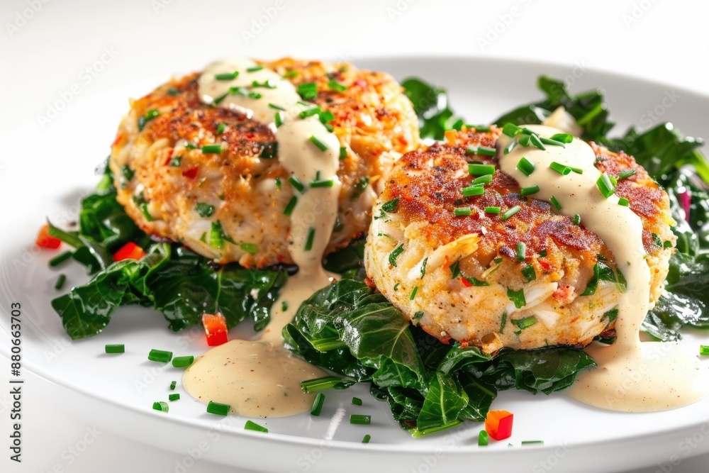 Luxurious Crab Cakes with Collard Greens and Roasted Garlic Beurre Blanc Luxurious Crab Cakes with Collard Greens and Roasted Garlic Beurre Blanc