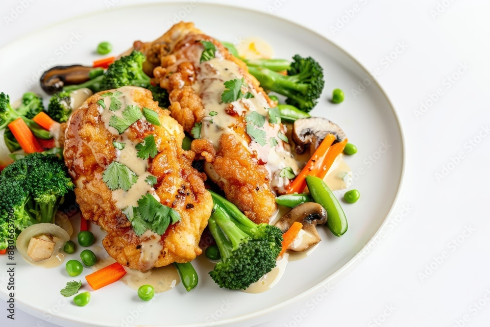Dragon Chicken Delight with Crisp Vegetables and Rich Creamy Sauce Dragon Chicken Delight with Crisp Vegetables and Rich Creamy Sauce