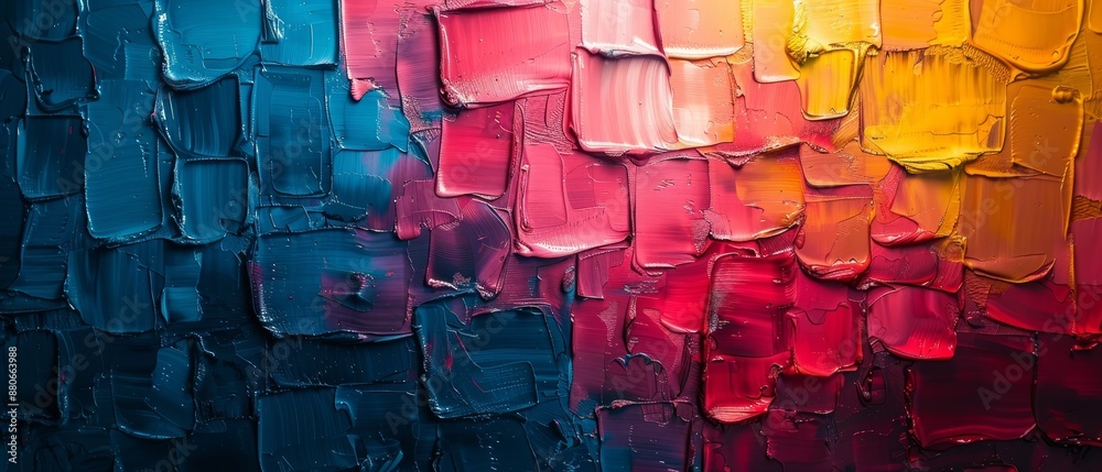 A painting with a blue and red background and a yellow and red foreground A painting with a blue and red background and a yellow and red foreground