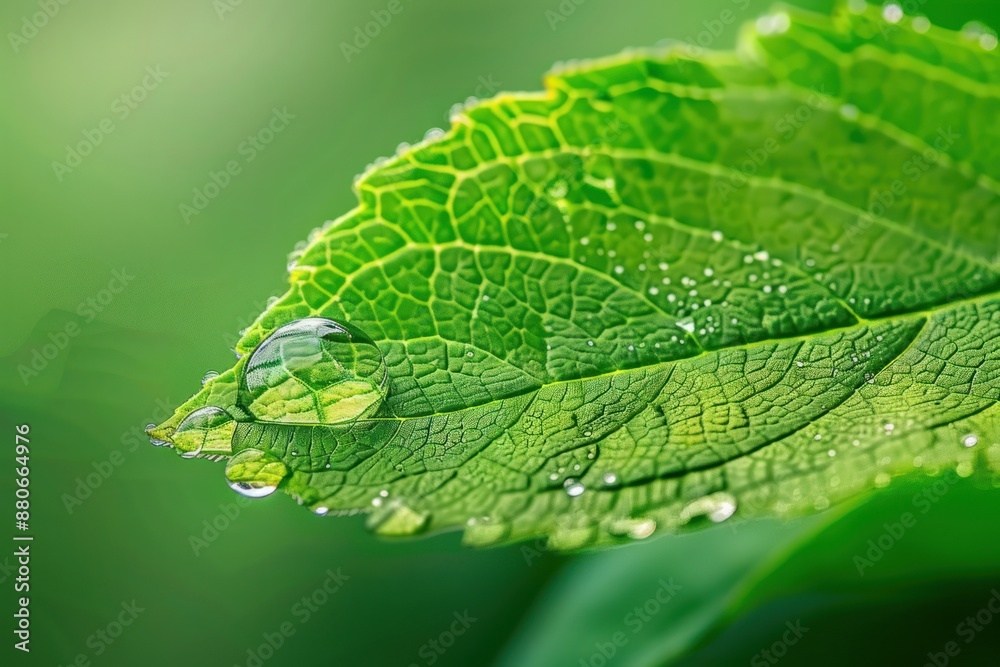 A Single Dewdrop on a Smooth Green Leaf A Single Dewdrop on a Smooth Green Leaf