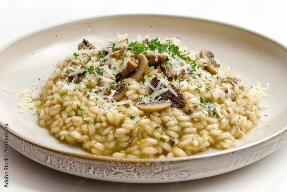 Luxurious Dried Porcini Mushroom Risotto Topped with Parmesan