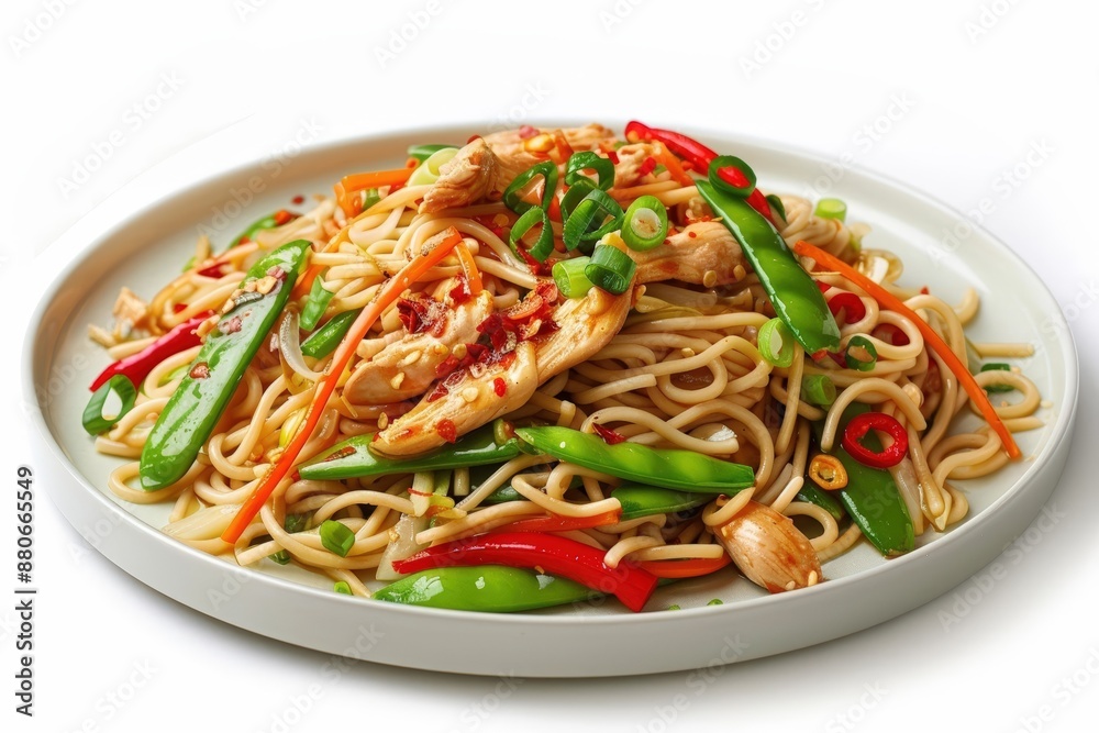Flavorful Drunken Chicken Noodles with Sliced Chilis and Chili Flakes Flavorful Drunken Chicken Noodles with Sliced Chilis and Chili Flakes