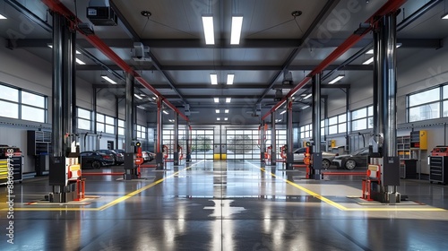 Empty automotive repair shop with car lifts