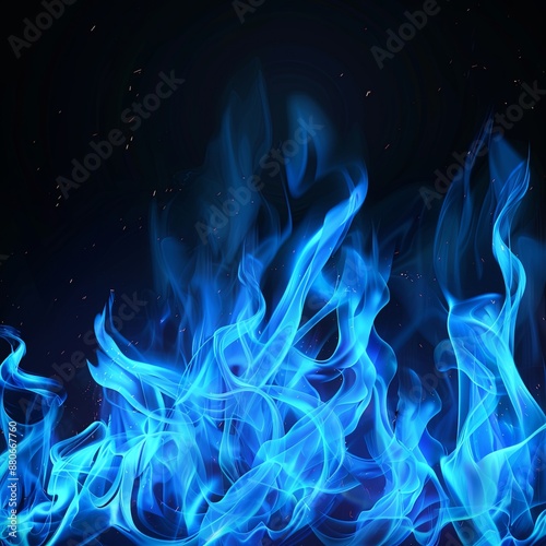 Blue flame background, fire realistic dark image