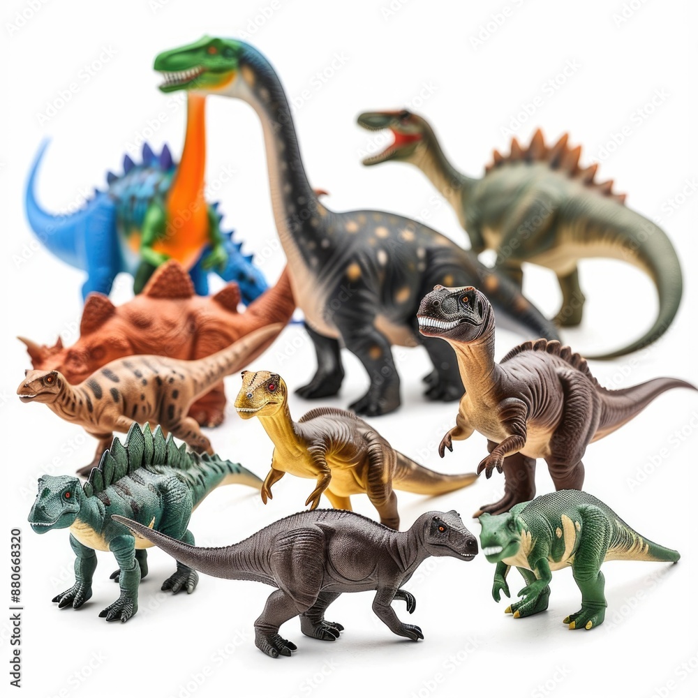 Fototapeta premium Toys On White. Ancient Brontosaurus Dinosaur Toy on Clean Background