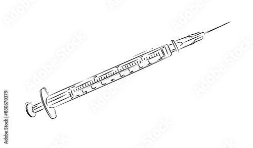 Obraz na płótnie Insulin syringe for medical purposes drawing in graphic style on white background w salonie