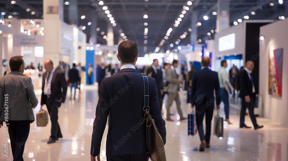 Global Networking: Corporate Leaders Engaging at an International Trade Show in a Professional Venue Global Networking: Corporate Leaders Engaging at an International Trade Show in a Professional Venue