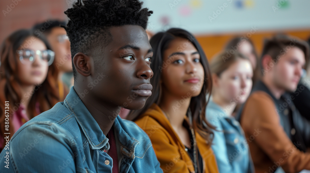 Group of diverse students attending a lecture at university Group of diverse students attending a lecture at university