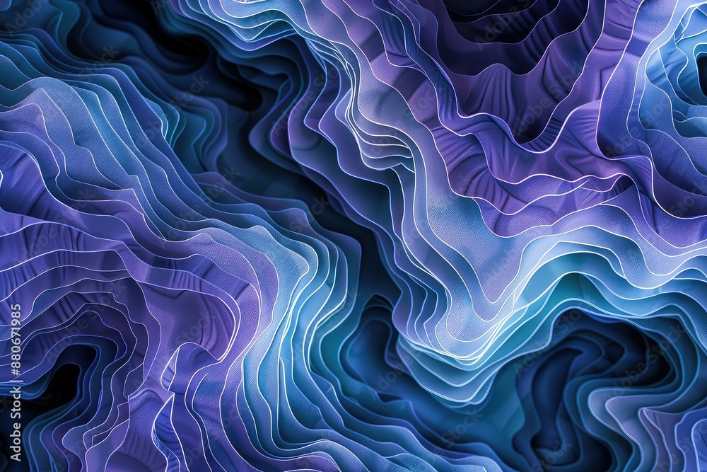 Fototapeta premium Abstract blue and purple wavy texture background.