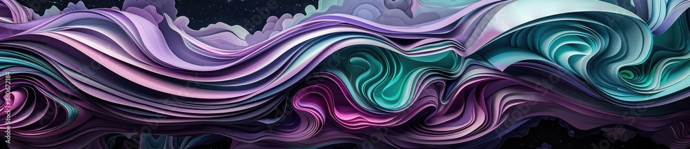 Abstract colorful wavy shapes.