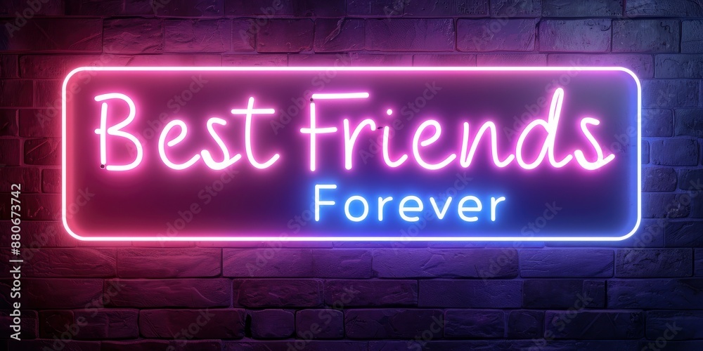 background of wall with text Best Friends Forever in reflecting neon light, friendship day concept background of wall with text Best Friends Forever in reflecting neon light, friendship day concept