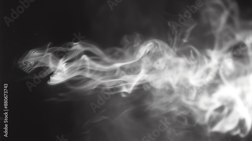 wispy white smoke cloud on black background