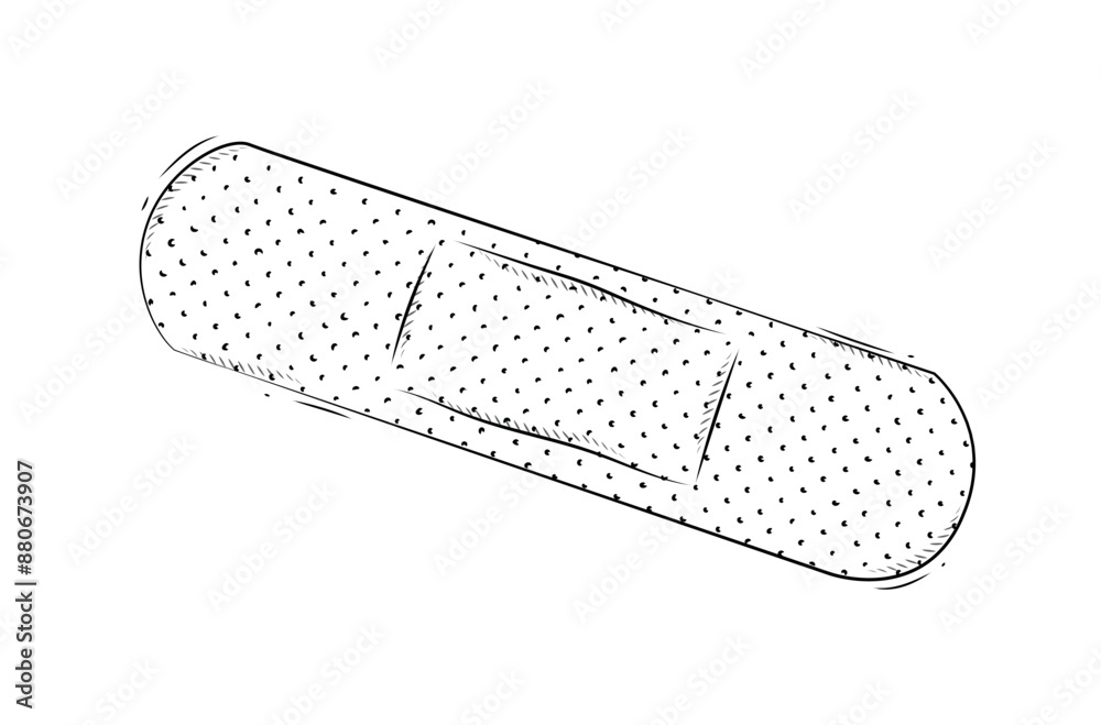 Plaster for medical purposes drawing in graphic style on white background