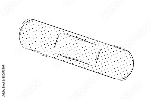 Plaster for medical purposes drawing in graphic style on white background