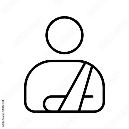 Injured man in bandage, Broken arm icon, Injured man icon on white background.