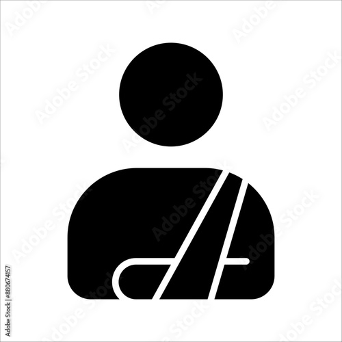 Injured man in bandage, Broken arm icon, Injured man icon on white background.