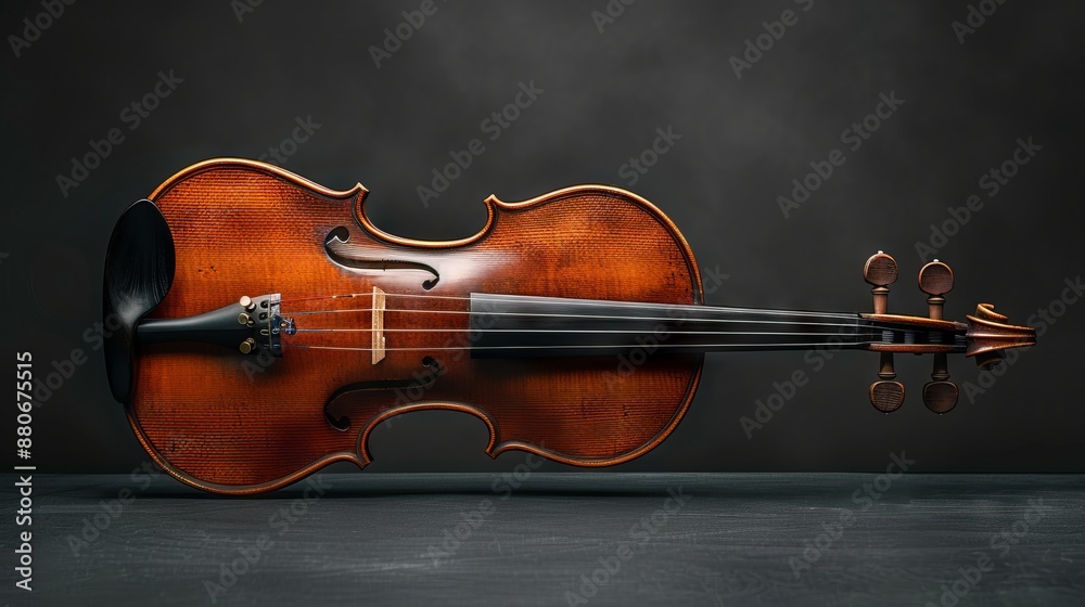 Fototapeta premium Close-up of a violin with a dark background