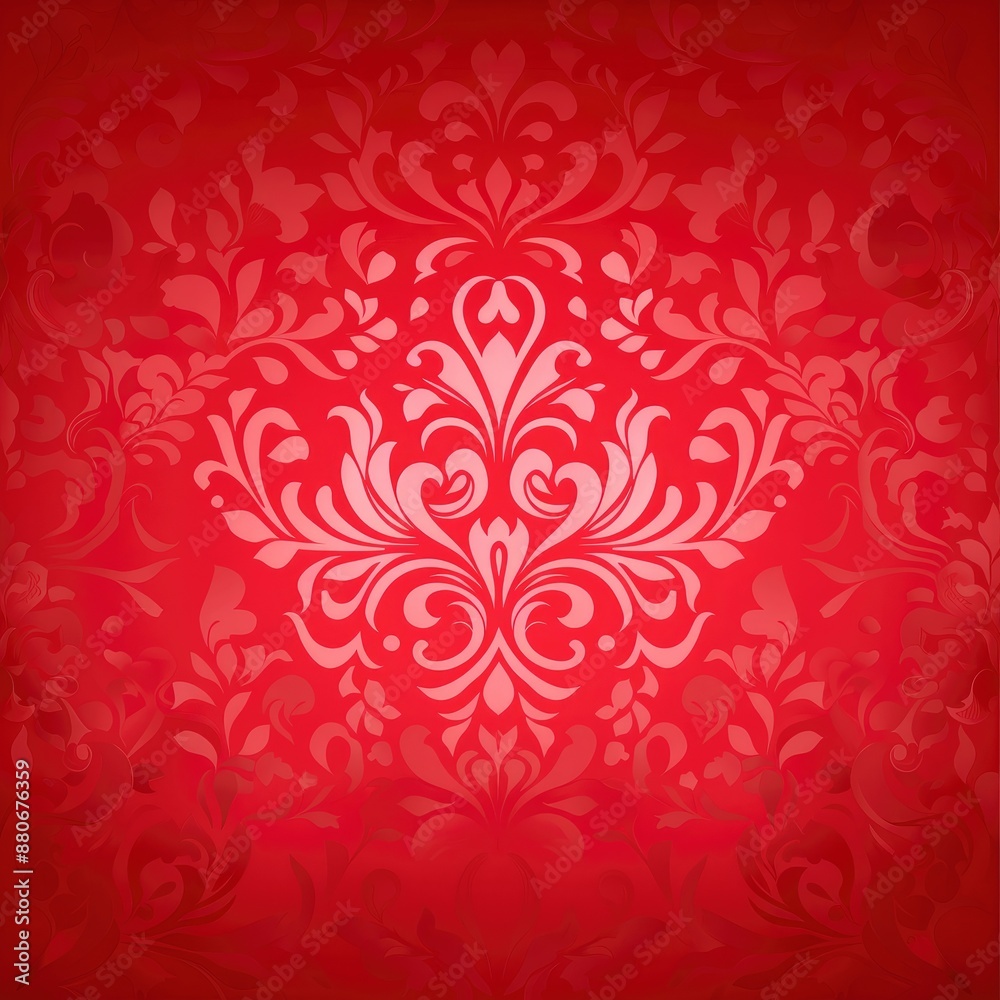 Red damask pattern background with a subtle gradient of light to dark burgundy for an elegant and classic look Red damask pattern background with a subtle gradient of light to dark burgundy for an elegant and classic look