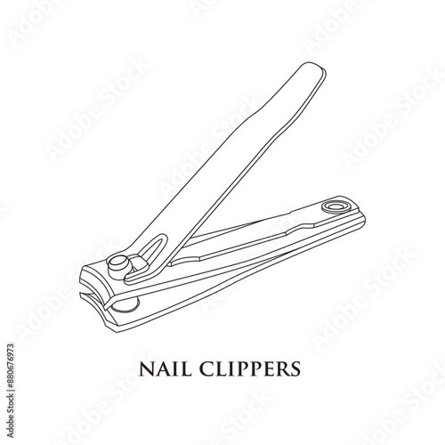 vecetor. black nail clipper line drawing There is a description below. on a white background