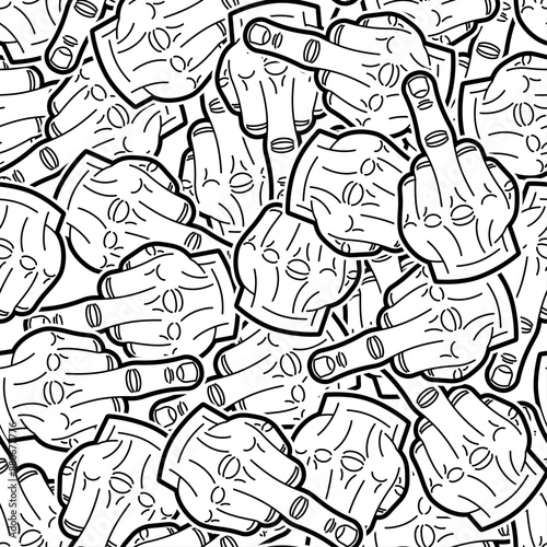 Fuck pattern seamless. Middle finger gesture background.