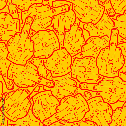 Fuck pattern seamless. Middle finger gesture background.