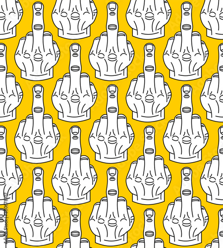 Fuck pattern seamless. Middle finger gesture background.