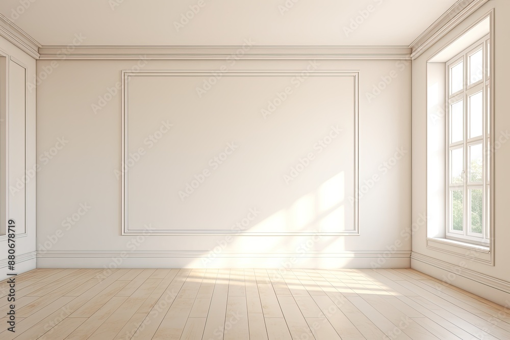 Fototapeta premium Empty Room with White Walls and Wooden Floor.