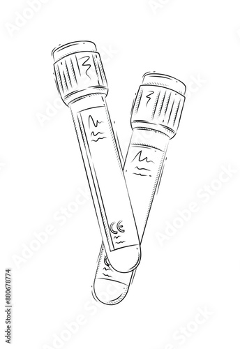 Obraz na płótnie Test tube pair for medical purposes drawing in graphic style on white background w salonie