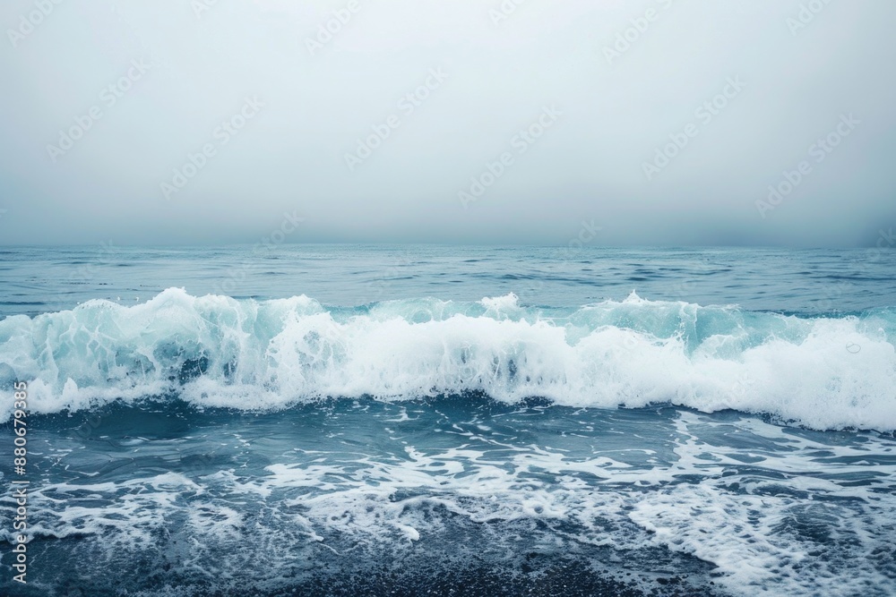 Beach Horizon. Foggy Day over Sea Waves in Scenic Nature Landscape Beach Horizon. Foggy Day over Sea Waves in Scenic Nature Landscape