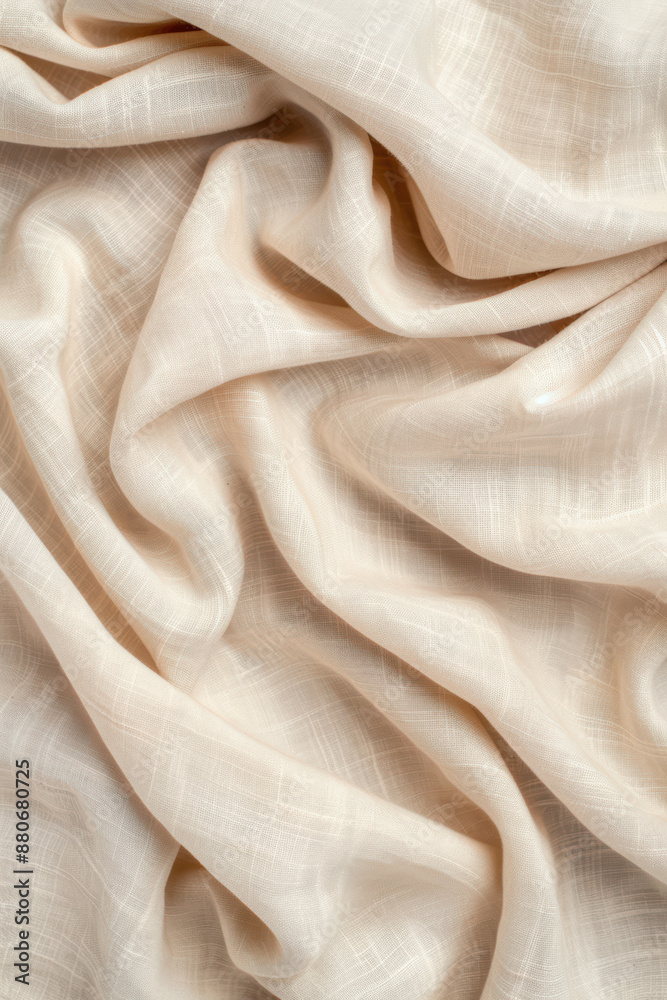 Close-up of light beige fabric with soft folds and textures, creating a gentle, flowing pattern ideal for backgrounds or textile design concepts. Close-up of light beige fabric with soft folds and textures, creating a gentle, flowing pattern ideal for backgrounds or textile design concepts.