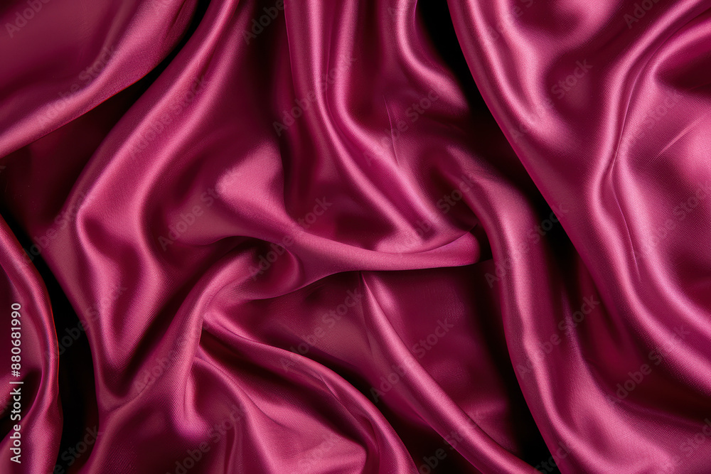 Fototapeta premium Close-up of luxurious, flowing pink silk fabric with smooth, shiny texture. A perfect background or overlay for elegant, stylish, and chic projects.