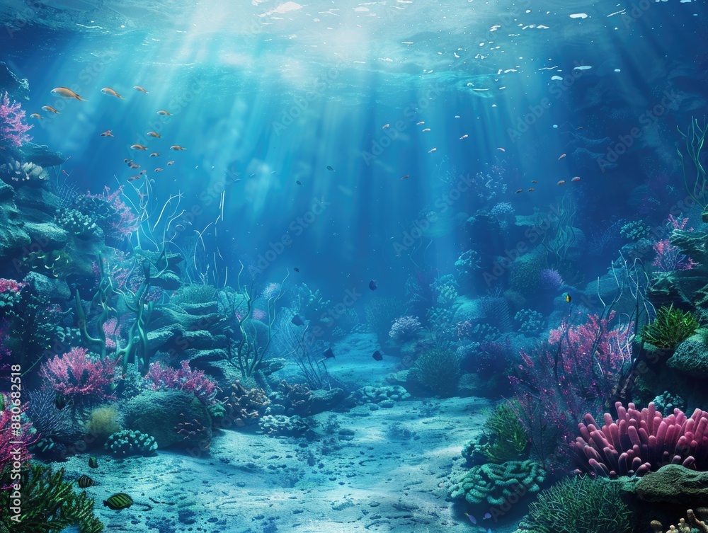 Underwater Scene - Exploring the Deep Blue Sea with Coral Reef and Diving Adventure Underwater Scene - Exploring the Deep Blue Sea with Coral Reef and Diving Adventure
