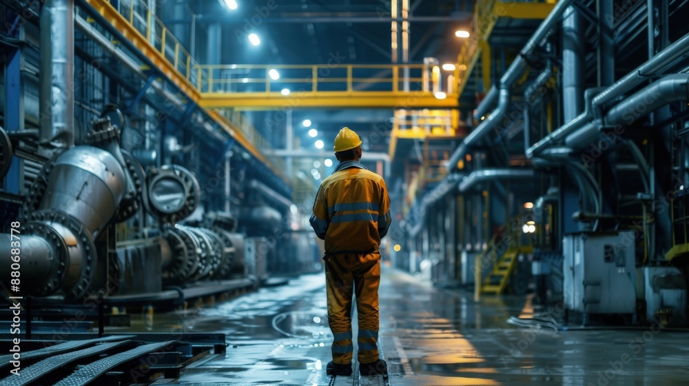 Safety inspector doing routine checks in a heavy industry plant Safety inspector doing routine checks in a heavy industry plant